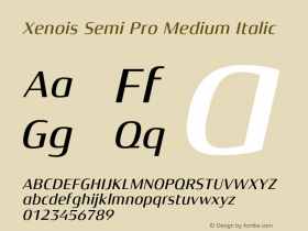 Xenois Semi Pro Medium Italic Version 1.00图片样张