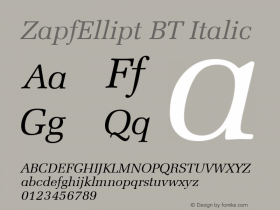 ZapfEllipt BT Italic Version 1.01 emb4-OT图片样张