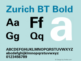 Zurich BT Bold Version 1.02图片样张