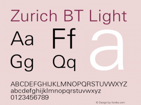 Zurich Lt BT Light Version 1.03图片样张