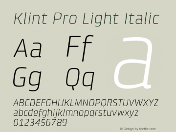 KlintPro-LightItalic Version 1.00图片样张