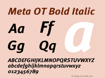 Meta OT Bold Italic Version 7.600, build 1027, FoPs, FL 5.04图片样张