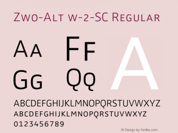 Zwo-Alt w-2-SC Regular 4.313 Font Sample