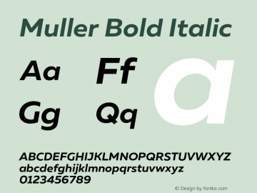 Muller-BoldItalic Version 1.000;PS 001.000;hotconv 1.0.88;makeotf.lib2.5.64775图片样张