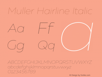 Muller-HairlineItalic Version 1.000;PS 001.000;hotconv 1.0.88;makeotf.lib2.5.64775图片样张