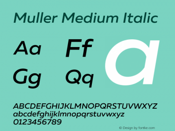 Muller-MediumItalic Version 1.000;PS 001.000;hotconv 1.0.88;makeotf.lib2.5.64775图片样张