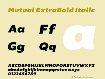 Mutual ExtraBold Italic Version 1.00图片样张