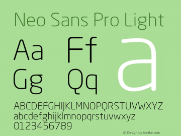 NeoSansPro-Light Version 1.046;PS 001.000;Core 1.0.38;makeotf.lib1.6.5960图片样张