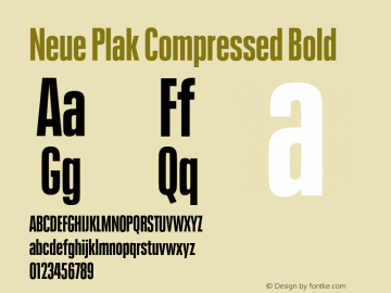 Neue Plak Compressed Bold Version 1.00, build 9, s3图片样张
