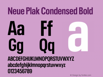 Neue Plak Condensed Bold Version 1.00, build 9, s3图片样张