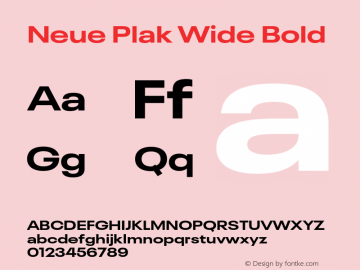 Neue Plak Wide Bold Version 1.00, build 9, s3图片样张