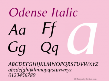 Odense Italic Version 1.00图片样张