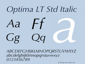 OptimaLTStd-Italic Version 1.000 Build 1000图片样张