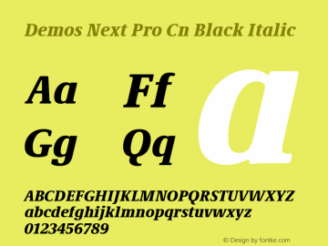 Demos Next Pro Cn Black Italic Version 1.00图片样张
