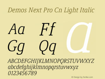 Demos Next Pro Cn Light Italic Version 1.00图片样张