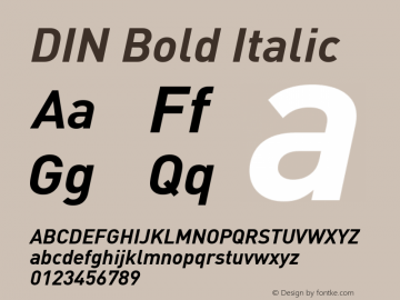 DIN Bold Italic Version 8.00图片样张