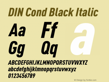 DIN Cond Black Italic Version 8.00图片样张