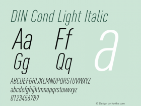 DIN Cond Light Italic Version 8.00图片样张