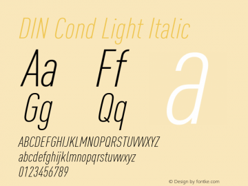 DIN Cond Light Italic Version 8.00图片样张