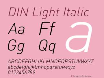 DIN Light Italic Version 8.00图片样张