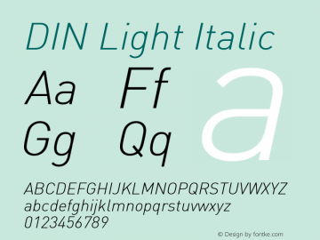DIN Light Italic Version 8.00图片样张