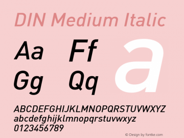 DIN Medium Italic Version 8.00图片样张