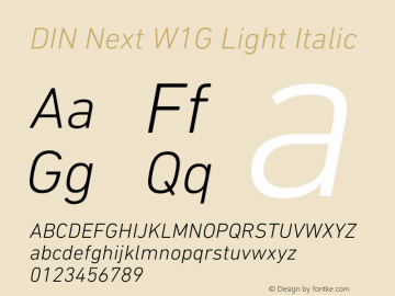 DIN Next W1G Light Italic Version 1.40图片样张