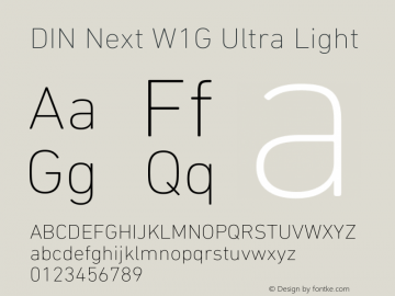 DIN Next W1G UltraLight Version 1.40图片样张