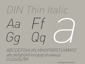 DIN Thin Italic Version 8.00图片样张