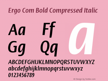 Linotype Ergo Com Bold Compressed Italic Version 1.01图片样张
