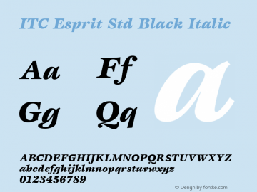 ITC Esprit Std Black Italic Version 2.00 Build 1000图片样张