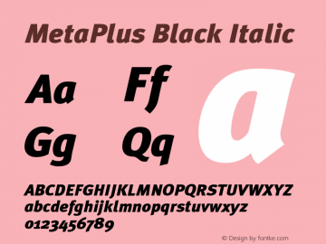 MetaPlus Black Italic 001.000 Font Sample