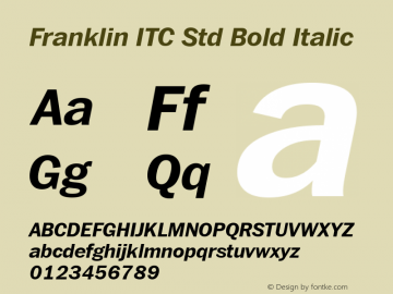 Franklin ITC Std Bold Italic Version 1.01图片样张