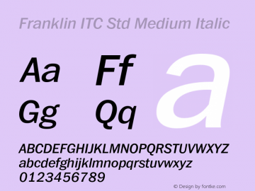 FranklinITCStd-MediumItalic Version 1.01图片样张