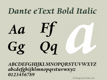 Dante eText Bold Italic Version 1.00图片样张
