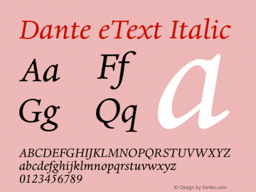 Dante eText Italic Version 1.00图片样张