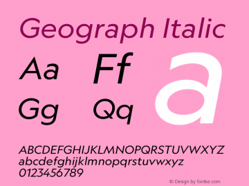 Geograph Italic Version 1.008;hotconv 1.0.116;makeotfexe 2.5.65601图片样张