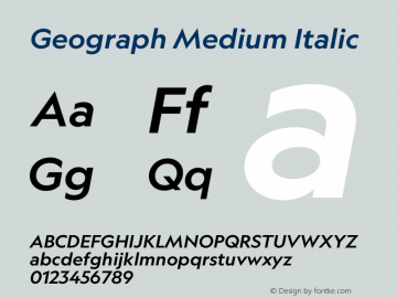 Geograph Medium Italic Version 1.008;hotconv 1.0.116;makeotfexe 2.5.65601图片样张