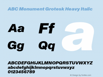 ABC Monument Grotesk Heavy Italic Version 2.000图片样张