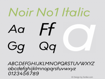 Noir No1 Italic Version 0.009;PS 000.009;hotconv 1.0.88;makeotf.lib2.5.64775图片样张