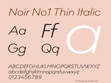 Noir No1 Thin Italic Version 0.009;PS 000.009;hotconv 1.0.88;makeotf.lib2.5.64775图片样张