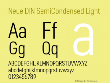 Neue DIN SemiCondensed Light Version 1.00图片样张