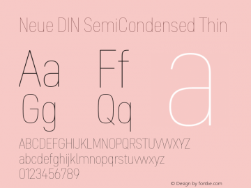 Neue DIN SemiCondensed Thin Version 1.00图片样张