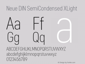 Neue DIN SemiCondensed XLight Version 1.00图片样张