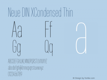 Neue DIN XCondensed Thin Version 1.00图片样张