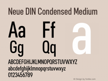 Neue DIN Condensed Medium Version 1.00图片样张