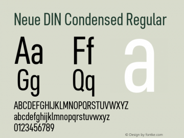 Neue DIN Condensed Regular Version 1.00图片样张