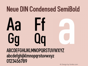 Neue DIN Condensed SemiBold Version 1.00图片样张