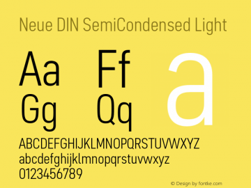 Neue DIN SemiCondensed Light Version 1.00图片样张