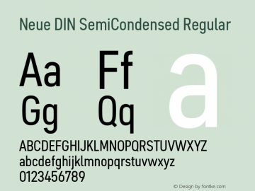 Neue DIN SemiCondensed Regular Version 1.00图片样张